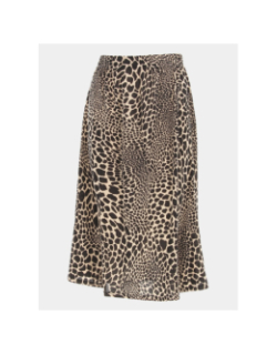 Jupe mi-longue jobbie léopard beige femme - Morgan
