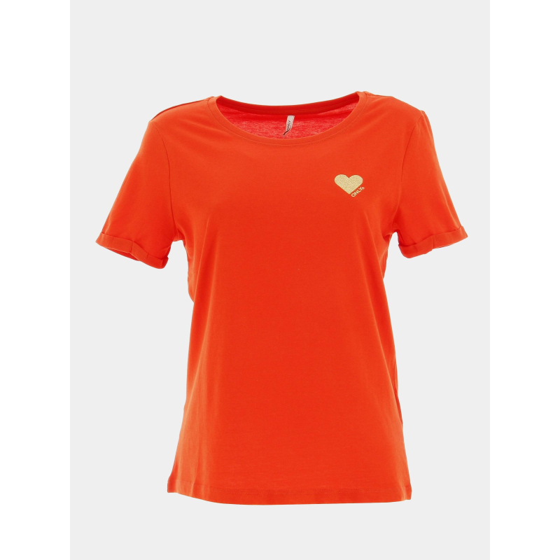 T-shirt kita life coeur orange femme - Only