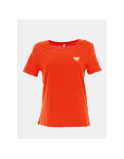 T-shirt kita life coeur orange femme - Only