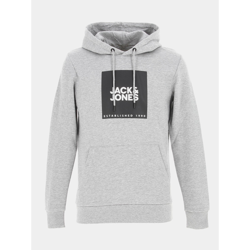 Sweat à capuche big logo gris homme - Jack & Jones