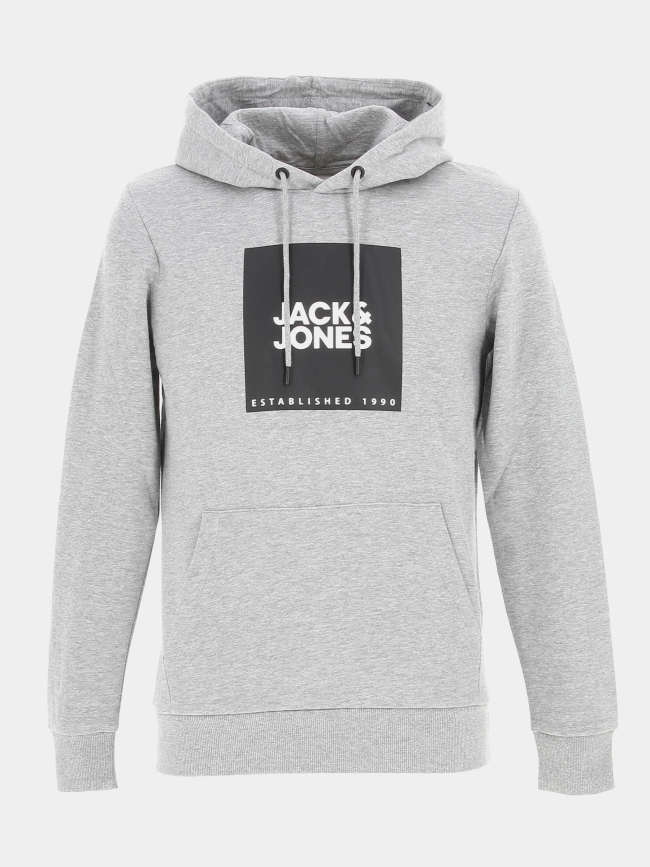 Sweat à capuche big logo gris homme - Jack & Jones