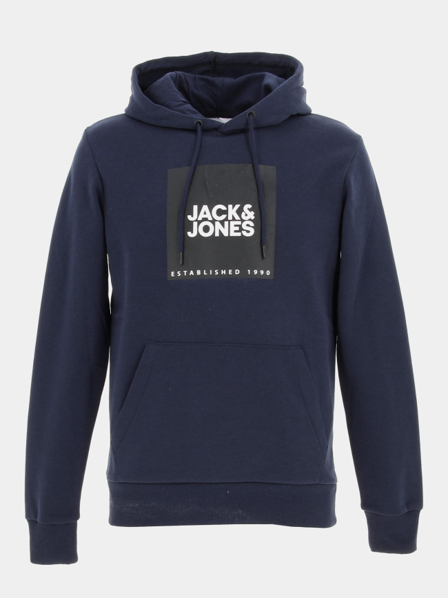 Sweat à capuche big logo bleu homme - Jack & Jones