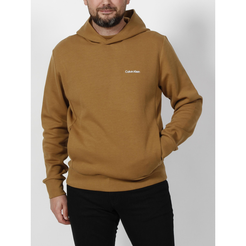 Sweat à capuche micro logo marron homme - Calvin Klein