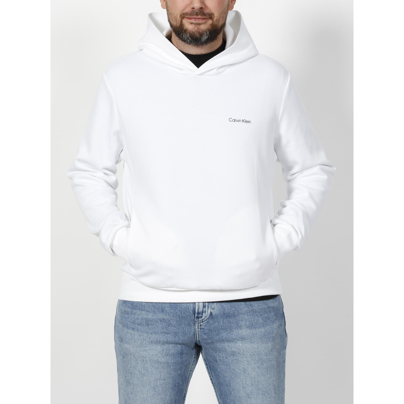 Sweat à capuche micro logo blanc homme - Calvin Klein