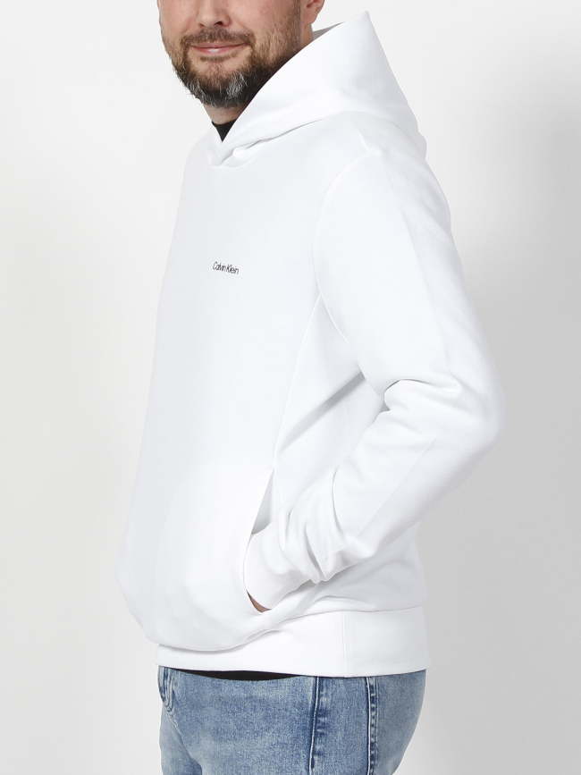 Sweat à capuche micro logo blanc homme - Calvin Klein