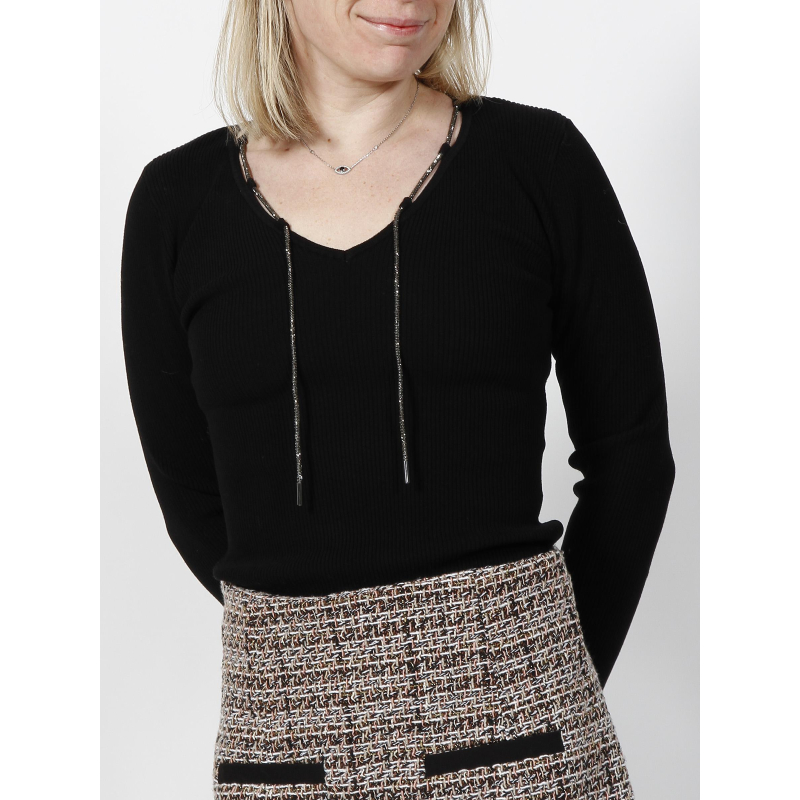 Pull col bijou noir femme - Morgan