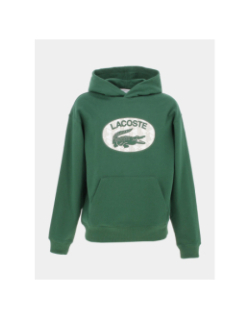 Sweat à capuche logo rond vert homme - Lacoste