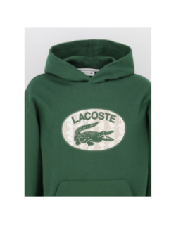 Sweat à capuche logo rond vert homme - Lacoste