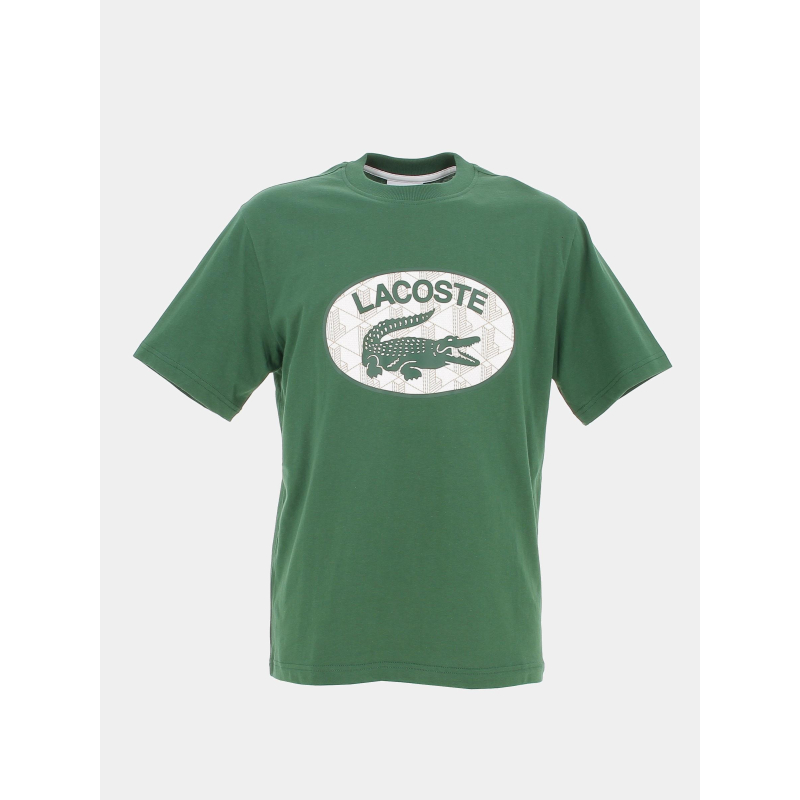 T-shirt imprimés logo rond vert homme - Lacoste