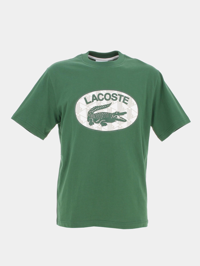 T-shirt imprimés logo rond vert homme - Lacoste