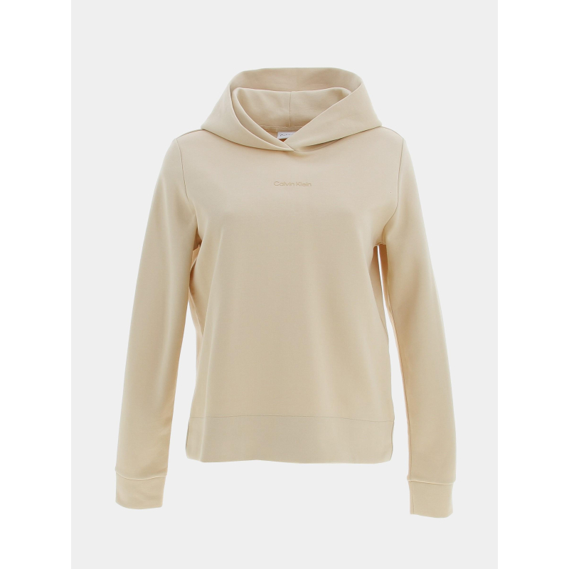 Sweat à capuche micro logo beige femme - Calvin Klein