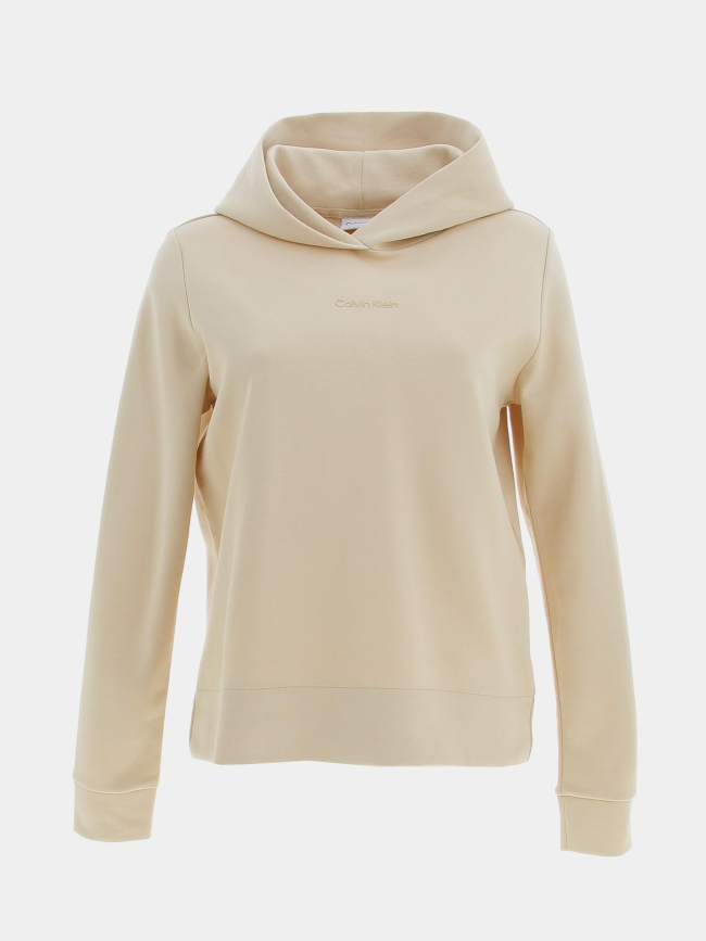 Sweat à capuche micro logo beige femme - Calvin Klein