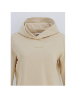 Sweat à capuche micro logo beige femme - Calvin Klein