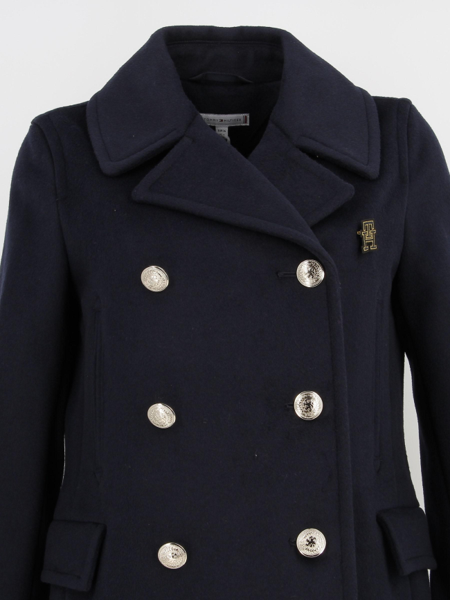 Manteau long laine melangé bleu marine femme - Tommy Hilfiger