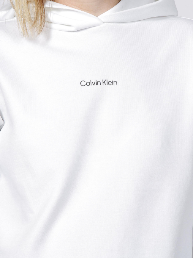 Sweat à capuche micro logo blanc femme - Calvin Klein