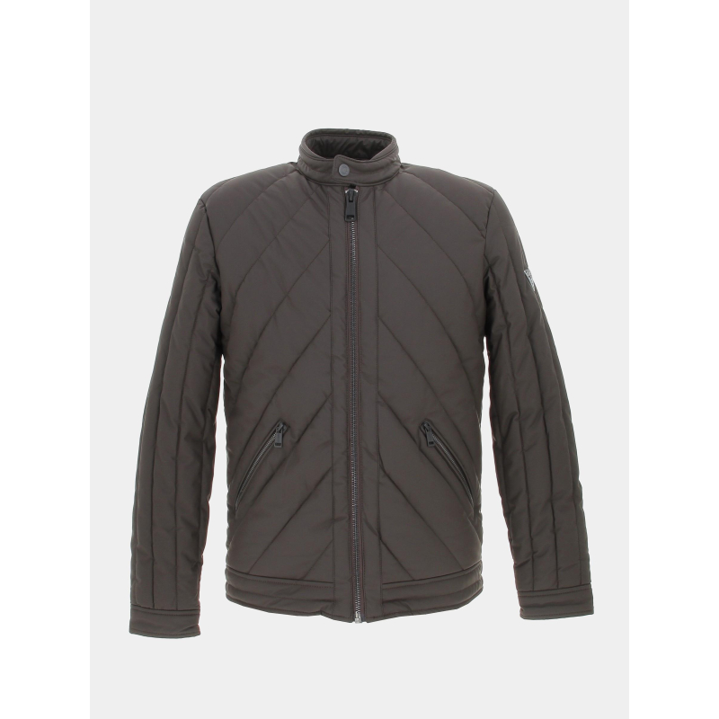 Blouson biker stretch marron homme - Guess