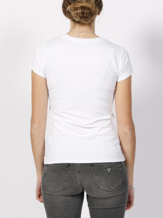 T-shirt triangle logo r3 blanc femme - Guess