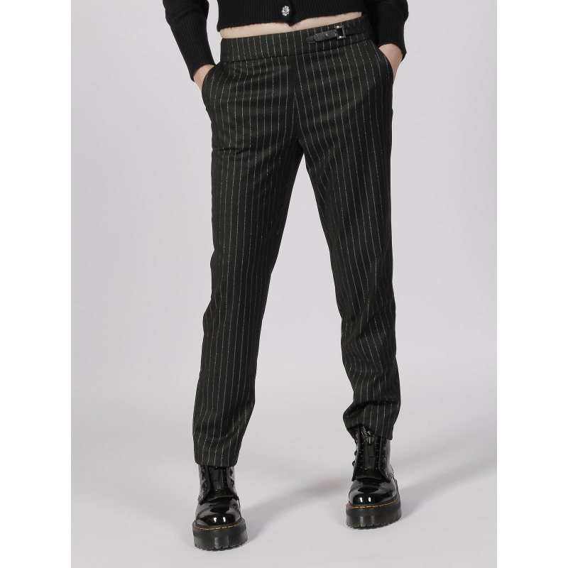 Pantalon cigarette à rayure polka noir femme - Morgan