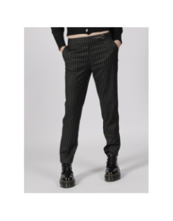 Pantalon cigarette à rayure polka noir femme - Morgan