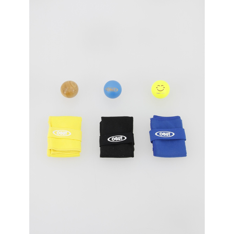 Pack 3 chiffonnettes et 3 buts pétanque multicolore - Obut