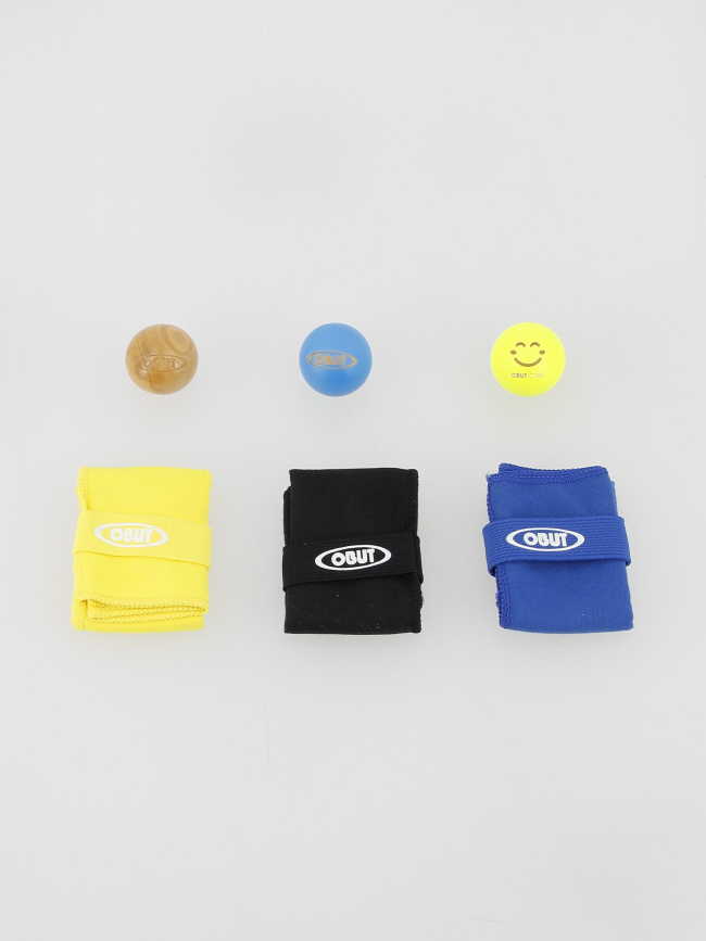 Pack 3 chiffonnettes et 3 buts pétanque multicolore - Obut