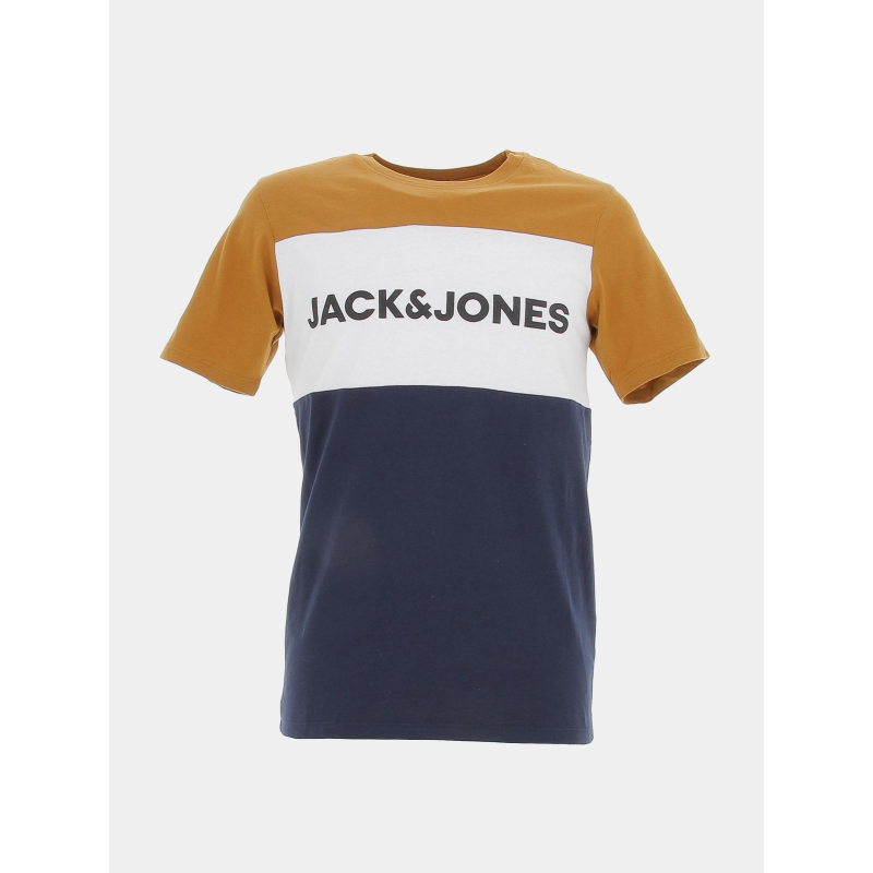 T-shirt logo block marron/bleu homme - Jack & Jones