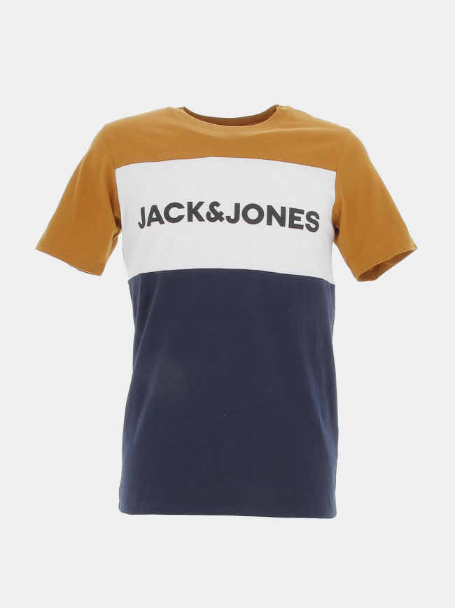 T-shirt logo block marron/bleu homme - Jack & Jones