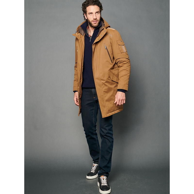 Blouson long karl marron homme - Delahaye