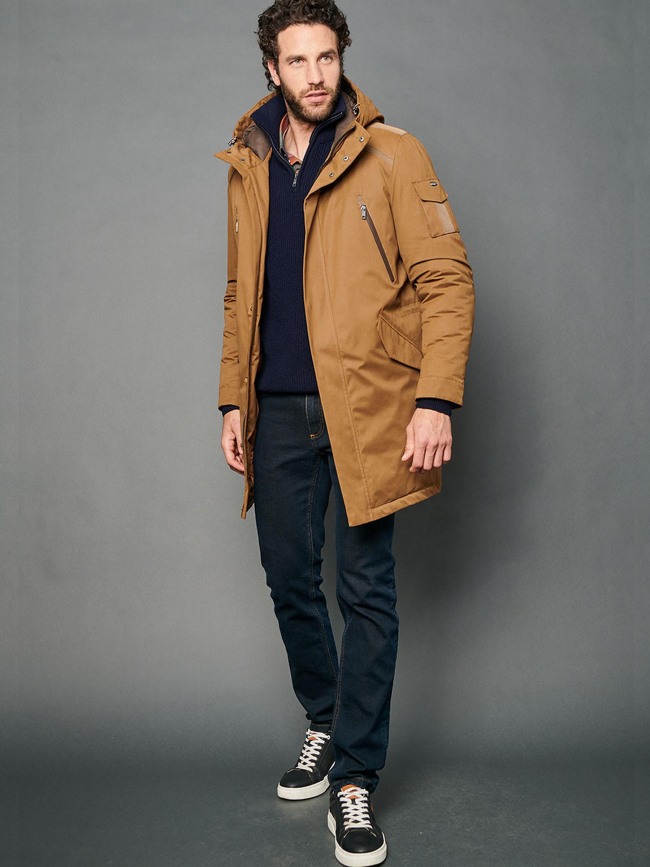 Blouson long karl marron homme - Delahaye