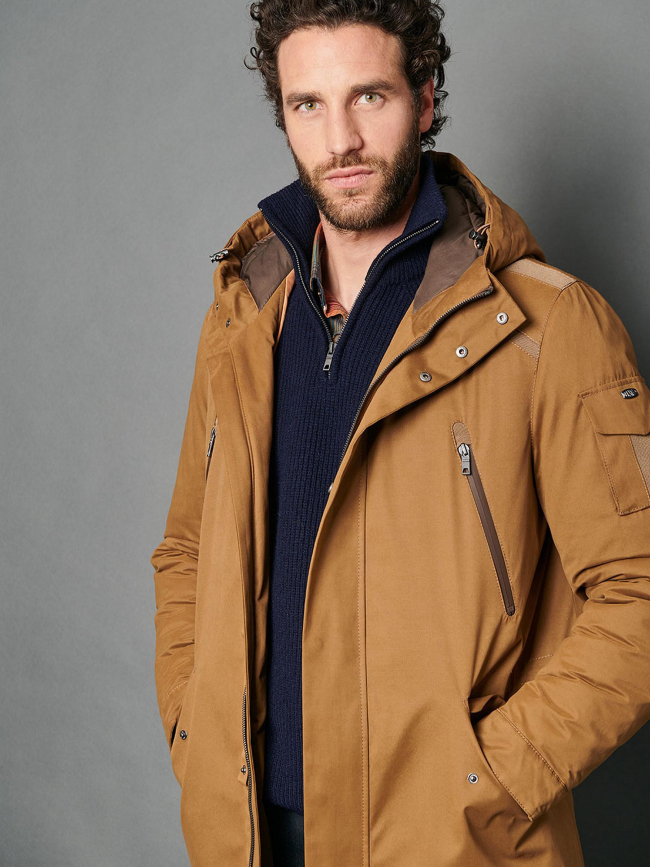 Blouson long karl marron homme - Delahaye