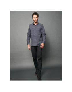 Chemise à pois cameron bleu marine homme - Delahaye