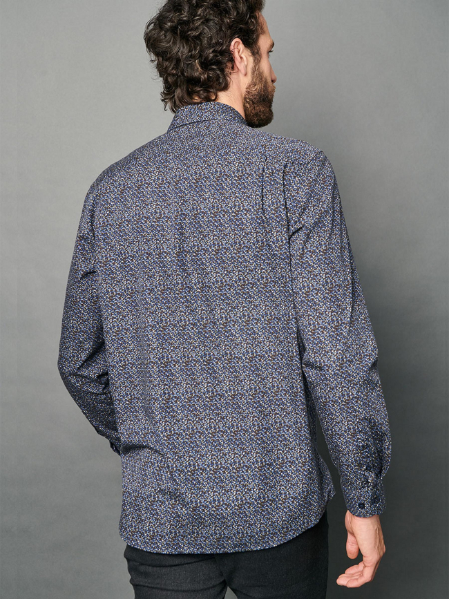 Chemise à pois cameron bleu marine homme - Delahaye