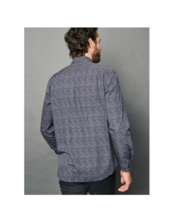 Chemise à pois cameron bleu marine homme - Delahaye