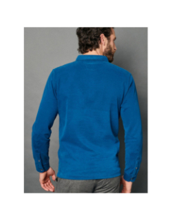 Polo manches longues ludovic bleu homme - Delahaye