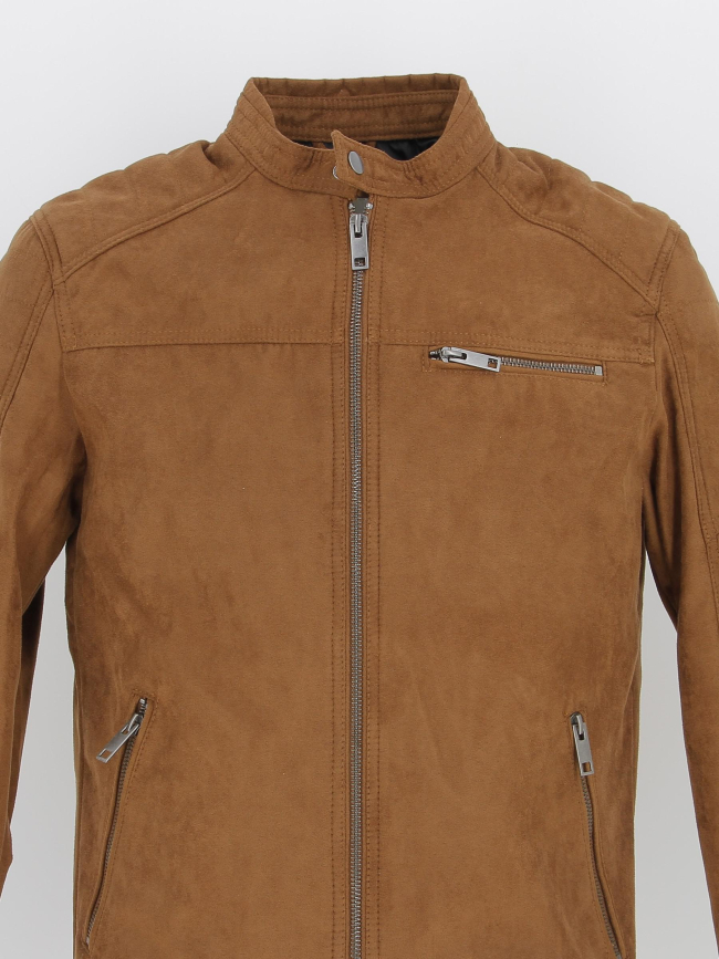 Veste simili cuir suede rocky marron homme - Jack & Jones