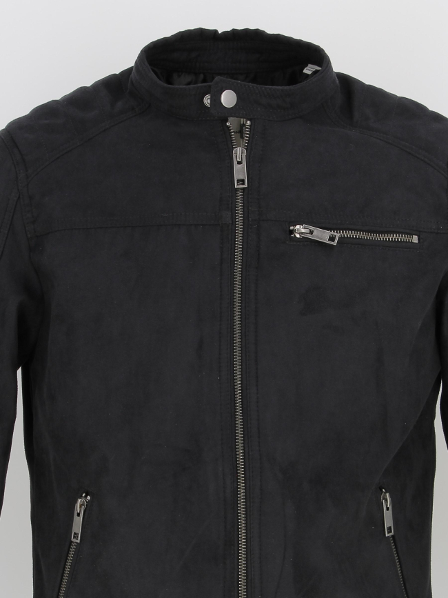 Veste simili cuir suede rocky noir homme - Jack & Jones