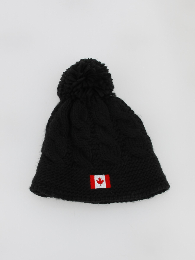 Bonnet pompon drapeau canada noir enfant - Cairn