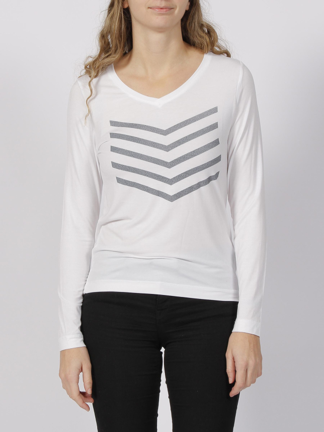 Top manches longues basic justine blanc femme - HBT