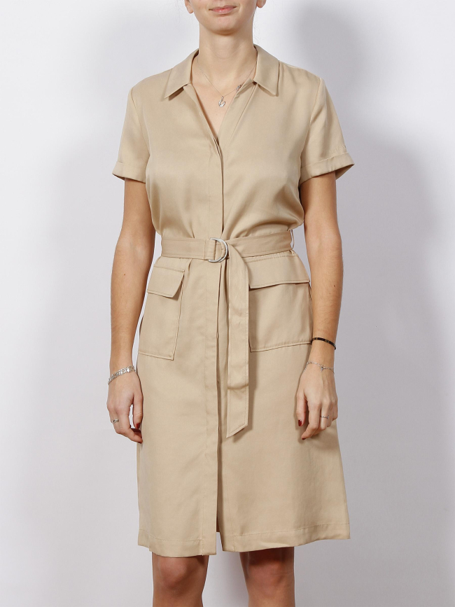 Robe chemise utility tencel beige femme - Calvin Klein