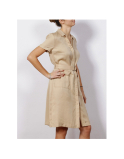 Robe chemise utility tencel beige femme - Calvin Klein