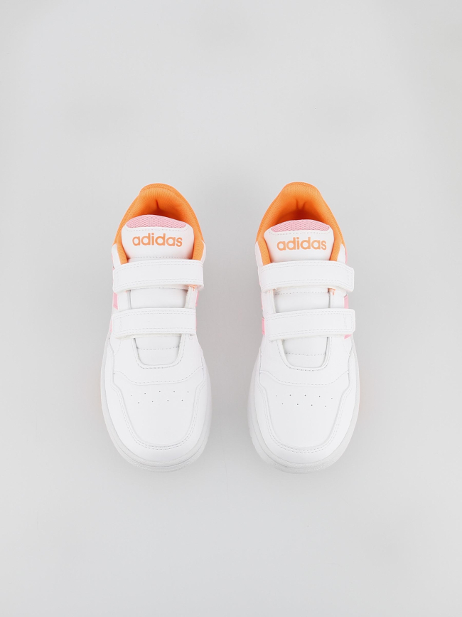 Baskets à scratch hoops 3.0 fluo blanc enfant - Adidas