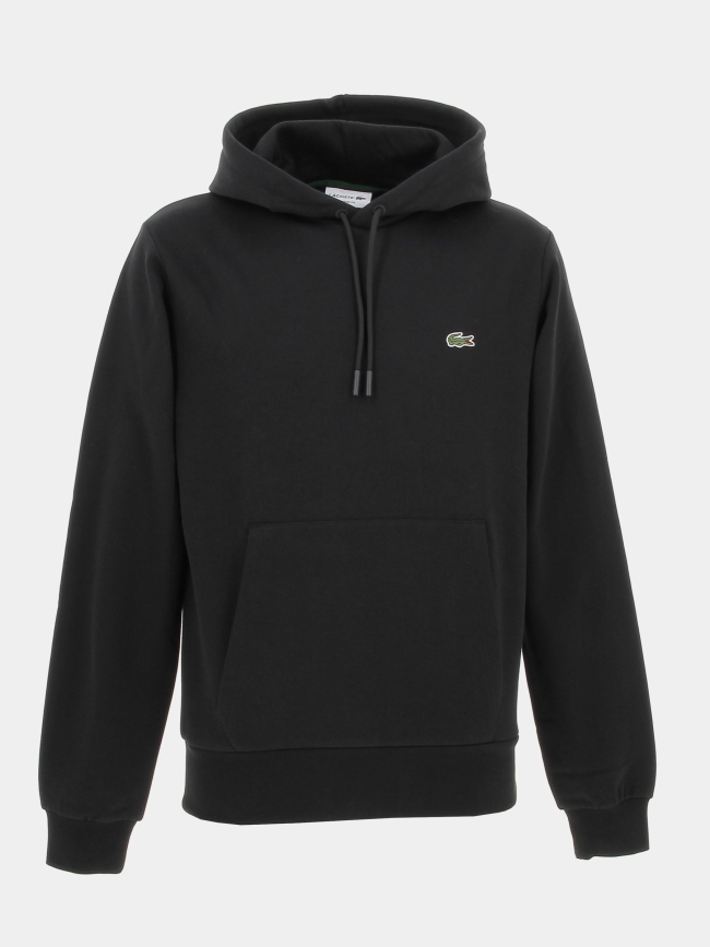 Sweat à capuche uni logo noir homme - Lacoste