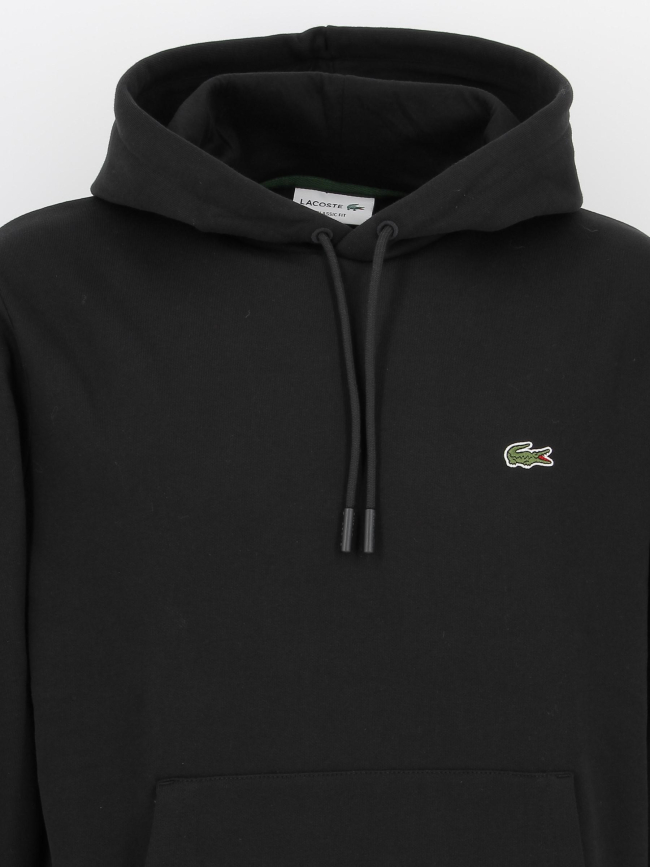 Sweat à capuche uni logo noir homme - Lacoste