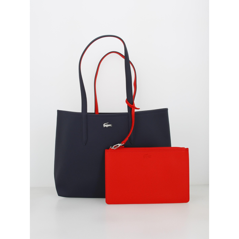 Sac shopping réversible bleu marine/rouge femme - Lacoste