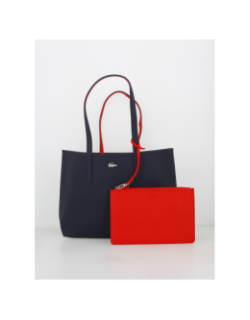 Sac shopping réversible bleu marine/rouge femme - Lacoste