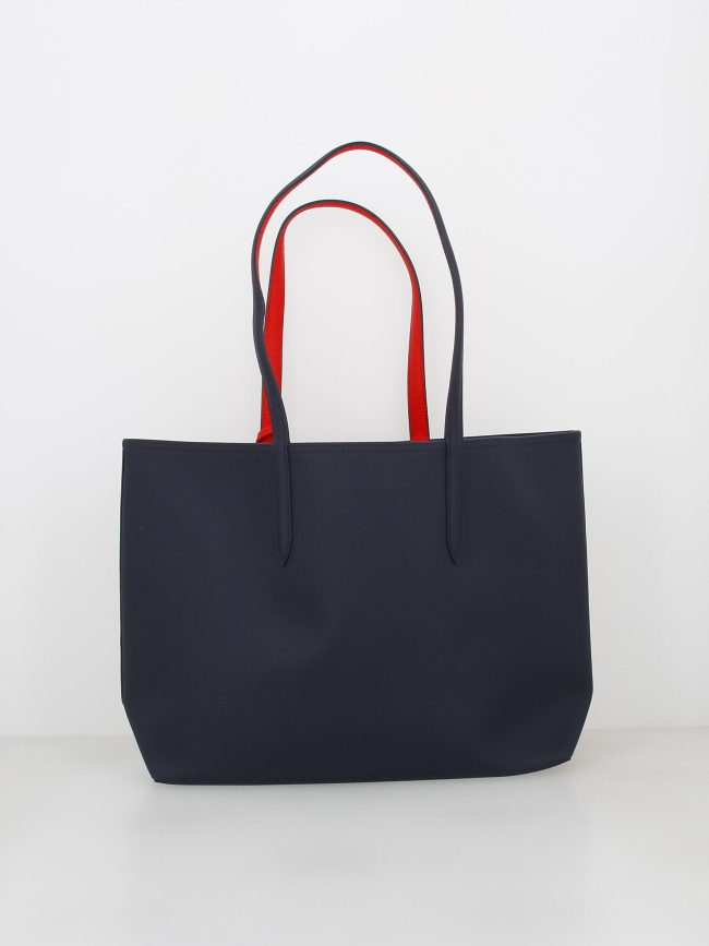 Sac shopping réversible bleu marine/rouge femme - Lacoste