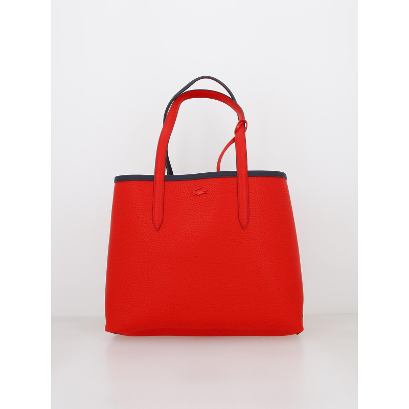 Sac shopping réversible bleu marine/rouge femme Lacoste