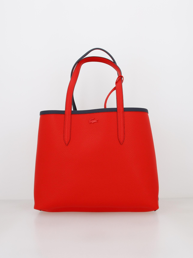 Sac shopping réversible bleu marine/rouge femme - Lacoste