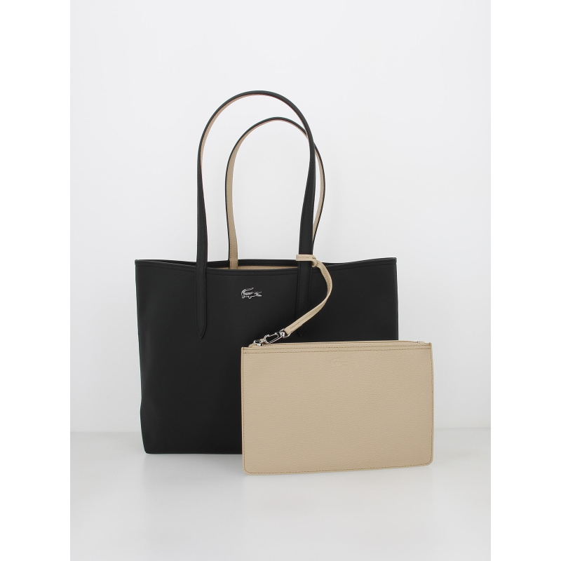 Sac shopping réversible noir/beige femme - Lacoste