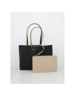Sac shopping réversible noir/beige femme - Lacoste